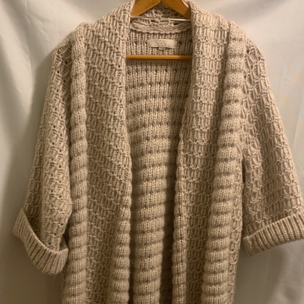 LOFT Textured Cream Cardigan